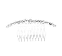 ELAYARD Peine de Cabello Metálico Ovalado con Cristales de Vidrio Accesorio Nupcial Brillante para Bodas y Fiestas Peine Decorativo Elegante Plateado para Mujeres