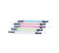 ELAYARD Pinceles Manicura Doble Cabezal Silicona Para Escultura y Decoración Uñas Con Mango Acrílico Transparente y Diamante Decorativo