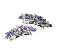 ELAYARD Pinzas Cabello Gemas de Imitación para Mujer Horquillas Grandes Metálicas Resorte Diseño Elegante en Azul y Azul Oscuro 2 Piezas para Semirecogidos y Uso Diario