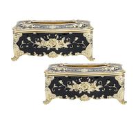 ELAYARD Porta Pañuelos Negro Rosa Dorado, Estuche Plástico Multifuncional 2 Piezas para Hogar y Coche, Servilletero Decorativo y Práctico para Escritorio y Baño