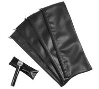 ELAYARD PU Bolsa de Micrófono Cremallera, 28cm, 4 Piezas | Forro Interior Suave, Protección Antipolvo Total, para Micrófonos de Mano y Espumas, Negro
