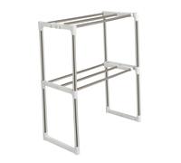 ELAYARD Rejilla para Horno Microondas De Acero Inoxidable Estante Telescópico Multifuncional para Guardar Sartenes y Ollas Soporte De Almacenamiento De Doble Capa Cocina