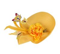 ELAYARD Sombrero De Paja Tocado Para Mujer Tocados De Novia Para Boda Accesorios Cabello De Novia Para Fiesta De Té Diadema Exagerada