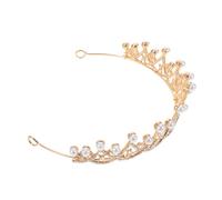 ELAYARD Tocado de Boda de Princesa Diadema Nupcial Dorada con Perlas para Novia Accesorios y Fiesta de Cumpleaños