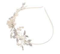 ELAYARD Tocado de Novia Flores de Perla, Diadema de Aleación Plateada, Estilo Delicado para Bodas y Fiestas de Cuento