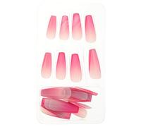ELAYARD Uñas Postizas Cuadradas Cortas Degradado Ombré Rosa, Punta Francesa Brillante, Cobertura Completa, Diseño de Ataúd para Adolescentes y Uso Diario en Belleza y Manicura