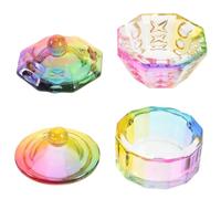 ELAYARD Vasos de Vidrio para Manicura con Tapa, 2 Piezas, Ligeros y Pequeños, Plato Dappen Profesional para Decoración de Uñas en Salones y Escuelas