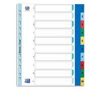 Elba 100205095 - Separador para archivador (del 1 al 10, plástico, A4, 25 unidades), multicolor