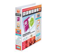 Elba 128407 Panorama - Archivador de 4 anillas en D (PVC, 3 fundas para la tapa, lomo 40 mm, A4, 10 unidades), color blanco