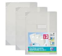 Elba 400098109 StrongLine - Juego de 3 fundas para libros, esquinas 24 x 32 PVC incoloro