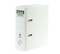 ELBA rado - Carpeta de plástico, A5 de alto, 7,5 cm de ancho, color blanco con cartel rotulable en el lomo, archivador de anillas, clasificador, carpeta para oficina, color Blanco A5 hoch