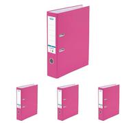 Elba Rado Top, Archivador 2 Anillas Palanca, Tamaño Folio, Lomo 80 mm, Forrado Exterior Plástico, Color Rosa (Paquete de 4)