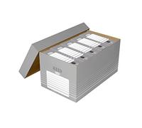 Elba Tric 83427 - Caja para guardar cajones archivadores (cartón, 5 unidades), color gris y blanco