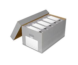 Elba Tric 83427 - Caja para guardar cajones archivadores (cartón, 5 unidades), color gris y blanco