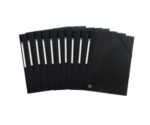 Elba Urban 400104347 - Carpeta con gomas elásticas (10 unidades, DIN A4, plástico opaco, con 2 gomas elásticas), color negro