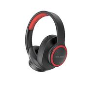 Elbe ABT-B26-N Auricular de Diadema Bluetooth 5.1 Plegable, con micrófono y Radio FM, 10 Horas de reproducción, Negro/Rojo
