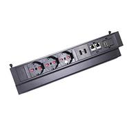 Elbe Inno Multipresa da scrivania 3 Posti da tavolo 2 USB, 2 RJ45, HDMI, Presa Multipla con protezione da sovratensione, Metallo, cavo da 1.5 con supporti Adatto per uffici, officine e cucine