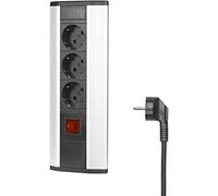 Elbe Inno Regleta Enchufes, Esquina Enchufes Multiple con 3 enchufes, Instalación Fija e Interruptor, regleta Esquina Cocina, Montaje en Pared, acodado, Apto para Oficina, Cocina y worktops EL4603K