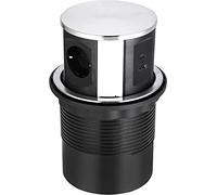 Elbe Inno Toma de Corriente empotrada en la Mesa, Toma de Corriente empotrada, Triple, Torre de Toma de Corriente, con conexión de Carga USB Tipo A y una Tipo C, Cable de conexión de 1,5 m