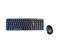 Elbe PTR-101 - Pack Teclado y ratón inalámbricos, emparejamiento automático, Receptor Nano USB, ratón óptico 3D, Receptor se Guarda en Parte Inferior ratón, Azul-Negro