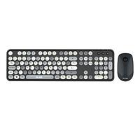 Elbe PTR-105 Pack Teclado Y RATÓN INALÁMBRICOS Vintage Tono Gris