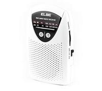 ELBE RF-50 Miniradio de bolsillo sintonizador analógico am/FM, auriculares incluidos, súper Slim, altavoz incorporado, funciona con pilas, color blanco