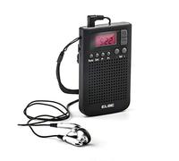 ELBE RF-93 Radio de bolsillo digital, radio am/fm, memoria 20 emisoras, despertador alarma, altavoz incorporado, función sleep / snooze, pantalla lcd, clip para sujeción, color negro