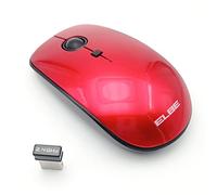 ELBE RT-111 Ratón Inalámbrico ambidiestro portátil pequeño, Pila AA incluida, resoluciones 800, 1200 y 1600 dpi configurables, Rojo