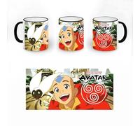 Elbenwald Avatar The Last Airbender - Taza Aang y Momo, Appa y más 320 ml de capacidad, cerámica con impresión completa (Aang & Momo)