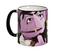 Elbenwald Barrio Sésamo - Taza Bernt, Cookie Monster, Count y Ernie con texto Sesam Street, 320 ml, cerámica (Count)
