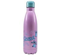 Elbenwald Botella de agua Lilo & Stitch - 780 ml con motivo Aloha Hawaii, altura de 26,5 cm, botella de agua con tapón a rosca - Acero inoxidable/Violeta