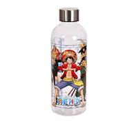 Elbenwald Botella de agua One Piece - 850 ml con motivo Luffy y Crew, botella de agua con tapón a rosca, altura de 22,5 cm - Transparente/Multicolor