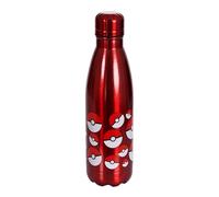 Elbenwald Botella de agua Pokemon - 780 ml con motivo Pokeball, botella de agua con tapón a rosca, altura de 26 cm - Acero inoxidable/Rojo
