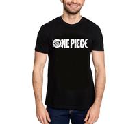 Elbenwald Camiseta Anime con el Logotipo de la Serie para Fans de One Piece - Hombres Mujeres Unisex algodón Negro - M