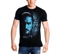 Elbenwald Camiseta de Game of Thrones Jon Snow Winter is Here con estampado frontal azul hielo para hombre, color negro, Negro , S