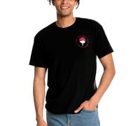 Elbenwald Camiseta Naruto con Motivo Anime Clan Uchiha y Estampado en la Espalda para Hombres Mujeres Unisex de Algodón Negro - XL