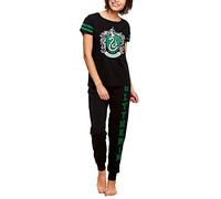 Elbenwald Casas Harry Potter Slytherin Pijama Emblema Estampado Frontal y el Logotipo en los Pantalones 2 Partes algodón de Las señoras Negras - XS