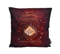 Elbenwald Cojín de Harry Potter con Diseño del Mapa del Merodeador - 40 x 40 cm - con Motivo de Marauders Map - para Hombres Mujeres Unisex - Idea de Regalo - Cojín Decorativo - Rojo