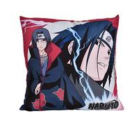 Elbenwald Cojín Naruto con Motivo Itachi para Fans del Anime Hombres señoras Unisex 40 x 40 cm, Rojo, Negro