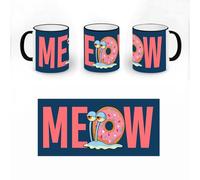 Elbenwald Copas Gary Meow, Rainbow y Squarepants Logo de Bob Esponja de 320 ml de capacidad de cerámica con impresión completa (Meow Gary)
