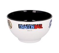 Elbenwald Cuenco para desayuno de Dragon Ball - Cuenco de cereales con iconos de Bola de cristal Kame Kanji Símbolo y Logo Capsule Corp - 600 ml - 8 cm de altura - Ø 13 cm - Cerámica - Negro