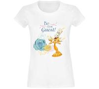 Elbenwald Disney - Camiseta de manga corta con diseño clásico de Disney de algodón 100%, La Bella y la Bestia - Be Our Guest, 3XL