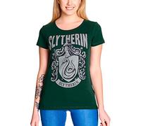 Elbenwald Harry Potter Camiseta Hogwarts Housemats Slytherin Frontprint para Damas Green - S