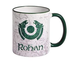 Elbenwald Herr der Ringe - Taza de cerámica con escudo y tierra media, 320 ml, color blanco