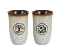 Elbenwald Juego de 2 vasos, diseño de El Señor de los Anillos, 550 ml, 14,8 cm de alto, cerámica, diseño de dragón fácil