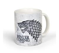 Elbenwald Juego de Thrones Cup Casa Fuerte Presión Redonda Con Motto Y Shadowwolf Kramik 300 ml Blanco