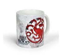 Elbenwald Juego de Thrones Taza Casa Targaryen Impresión circular con Práctica de Correo y Dragon Cramic 300ml Blanco