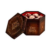 Elbenwald Lord of The Rings Balls de árbol de Navidad con Motivos de Tierra Media Corona y árbol Blanco de Gondor, símbolo de Elfos, Logotipo de Rawan y el único Anillo de Letras 14 pcs de Oro Rojo