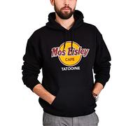 Elbenwald Mos Eisley Cafe Sudadera con Capucha Estampado Delantero para Fans De Star Wars Hombres Mujeres Algodón Negro