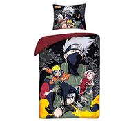 Elbenwald Naruto Ropa de Cama con Motivo Grupo Konoha con Cremallera para Fans de Anime Hombres señoras Unisex 2 Piezas 80 x 80 y 135 x 200 cm algodón, Multicolor